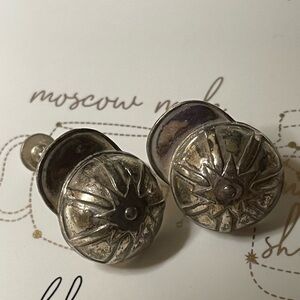 vintage sterling silver caps hat clip on earrings non pierced